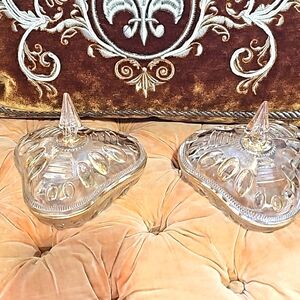 2 vintage Jeannette glass candy /Trinket Dish, glass, gold gilded